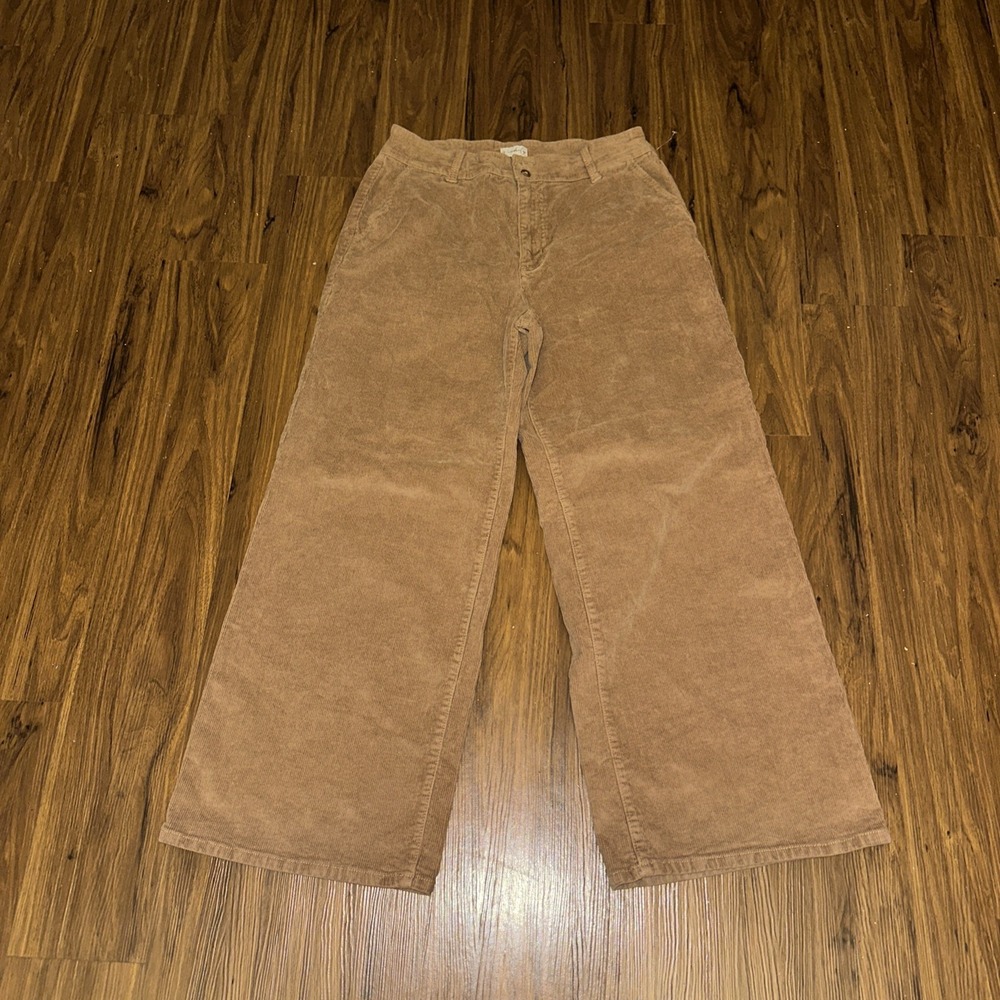 Wonderly Womens High Rise Wide Leg Corduroy Pants Tan Khaki Size 12